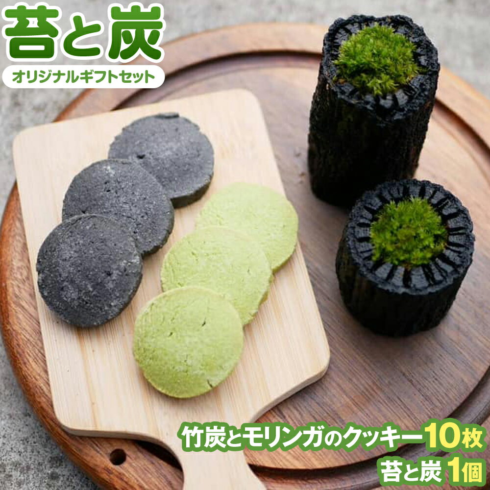 苔と炭 オリジナルギフトセット クッキー 10枚入 苔 炭 1個 竹炭 モリンガ ほうれん草 焼き菓子 焼菓子 お菓子 セット ギフト 贈り物 コラボ 国産 九州 大分県 冷蔵発送 送料無料