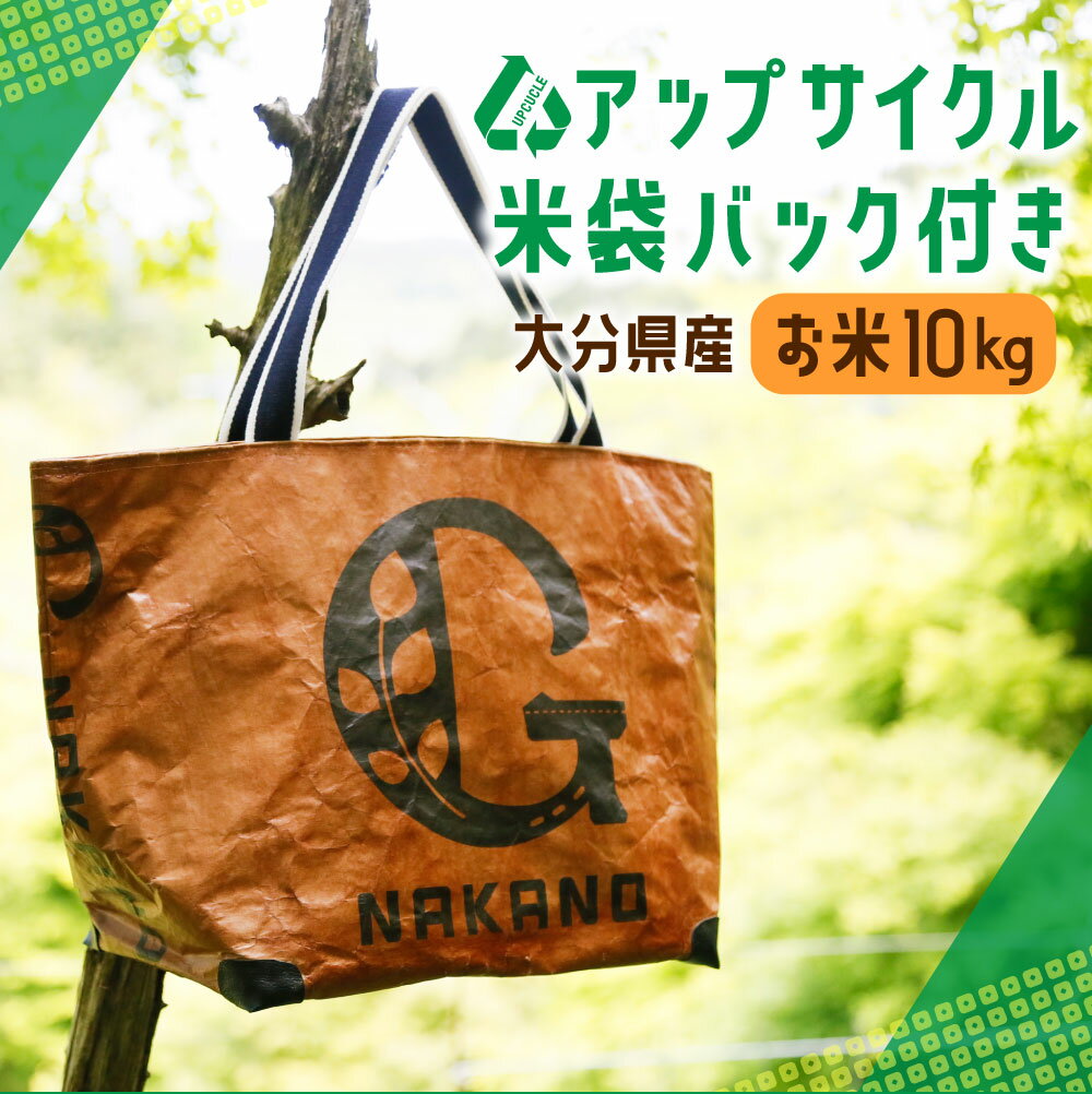 【ふるさと納税】アップサイクル 米袋 バック付き お米 10kg 精米 バッグ 白米 うるち精米 大分県産 エコバック バッグ リサイクル おしゃれ バック ハンドメイド 手作り 送料無料