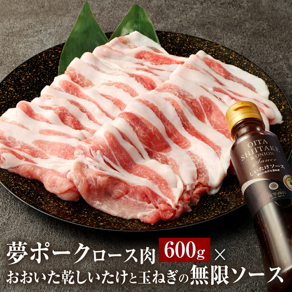 夢ポークロース肉 600g × おおいた乾しいたけと玉ねぎの無限ソース セット ロース 豚肉 肉 お肉 ソース ドレッシング 調味料 椎茸 国産 九州 大分県 送料無料