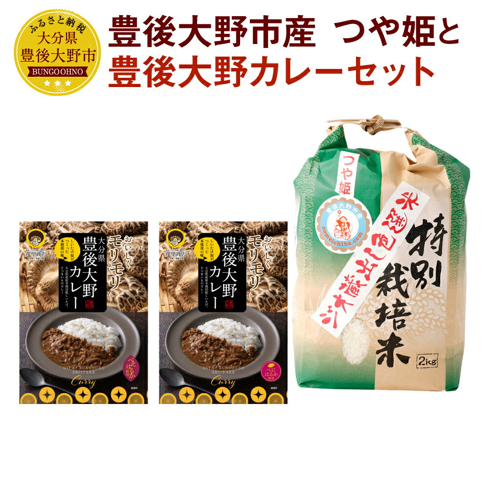 26位! 口コミ数「0件」評価「0」豊後大野市産 つや姫と豊後大野カレー セット つや姫 ジオ蔵出し色選米 特別栽培米 精米 2kg カレー 180g×2個 椎茸 しいたけ さ･･･ 