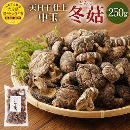 【ふるさと納税】天日干 中玉どんこ 250g 乾燥椎茸 干しシイタケ しいたけ 九州産 豊後大野市産 送料無料