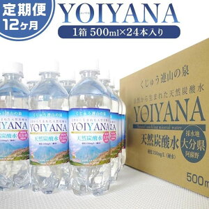 【ふるさと納税】＜12ヶ月連続お届け 定期便＞天然炭酸水YOIYANA　500ml×24本 | 定期便 大分県 大分 楽天ふるさと 納税 支援 返礼品 名産品 ご当地 お取り寄せ 天然炭酸水 炭酸水 炭酸 炭酸飲料 天然水 水 みず スパークリングウォーター 湯布院 由布院 よいやな お楽しみ