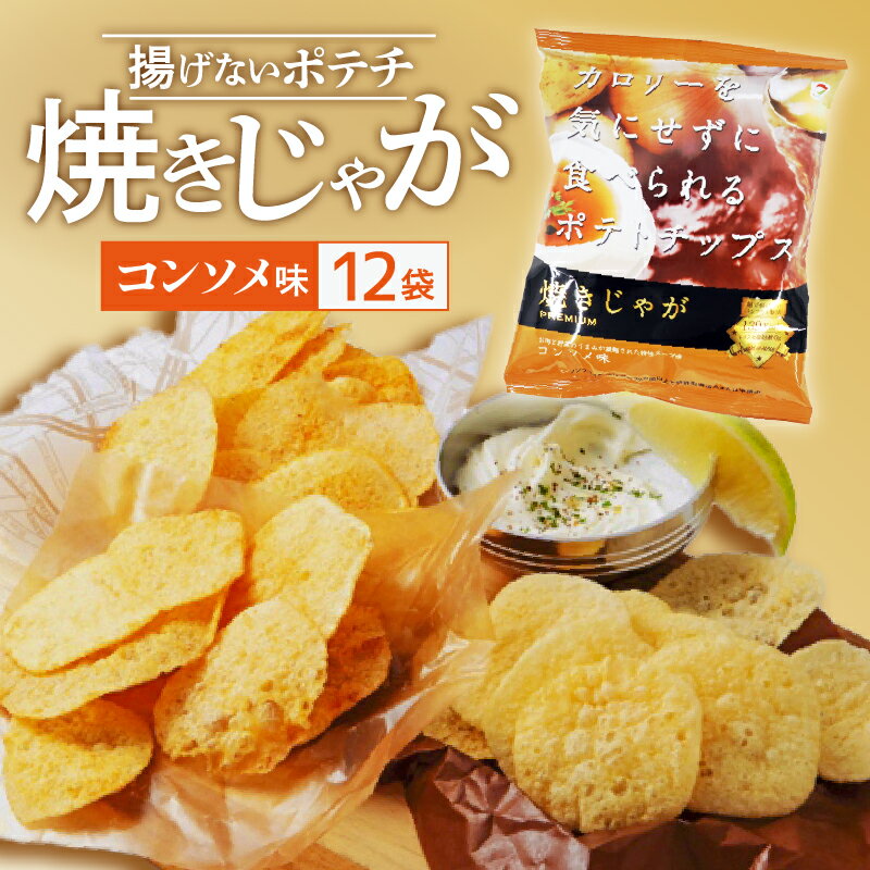 スナック菓子(ポテトチップス)人気ランク22位　口コミ数「4件」評価「4.75」「【ふるさと納税】揚げないポテチ焼きじゃが「コンソメ味」12袋」