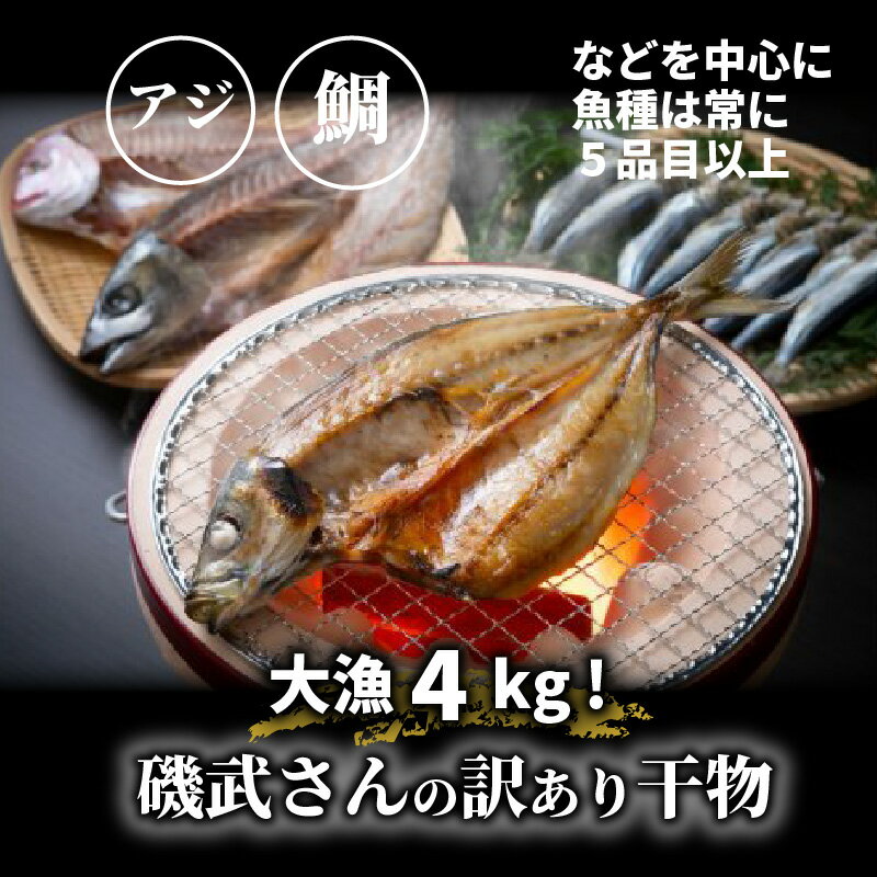 【ふるさと納税】訳あり 干物 4kg 5品目以上 詰め合わせ セット 磯武さんの訳あり干物 アジ 鯛 カマス ウルメイワシ おまかせ お取り寄せ グルメ おかず おつまみ 味は一級品 送料無料