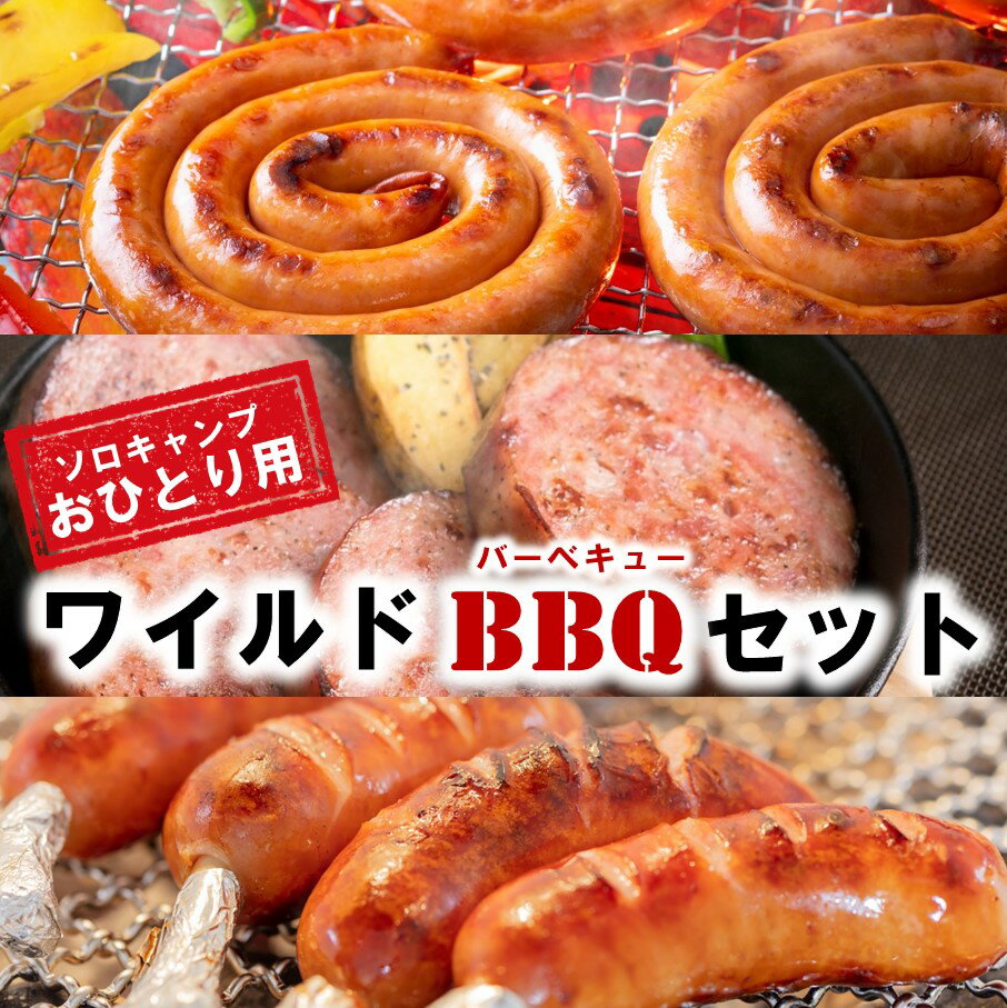 豪快に焼くべし!ワイルドBBQソロキャンプセット ソーセージ ウインナー ハム 骨付き ペッパー BBQ バーベキュー ソロキャンプ キャンプ ひとり 手軽