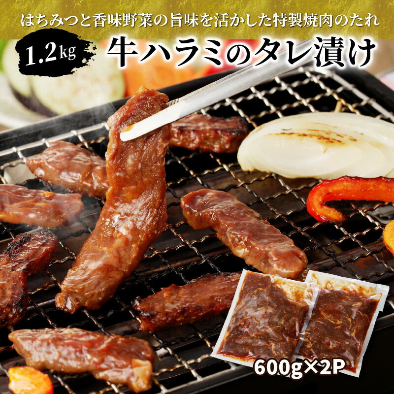 牛ハラミ タレ漬け 1.2kg (600g×2P) タレ漬け 味付き お手軽 簡単 焼肉 バーベキュー BBQ 冷凍 グルメ