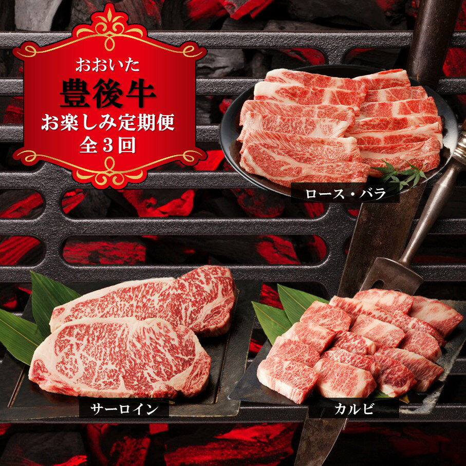 豊後牛 3ヵ月間 定期便 計3回 焼き肉 スキヤキ シャブシャブ バーベキュー BBQ おかず 酒の肴 冷凍 送料無料