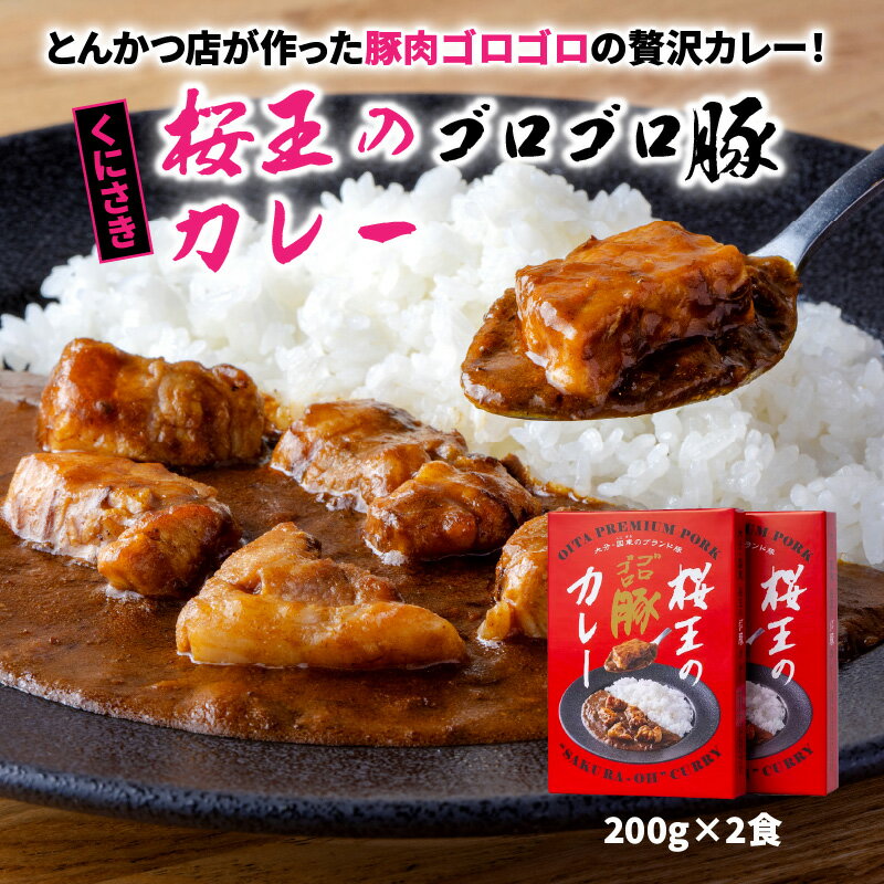 くにさき桜王 ゴロゴロ豚カレー 200g×2食 ポークカレー レトルト 便利 電子レンジ可 贅沢 大きい具材