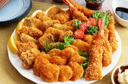 揚げるだけ!海鮮フライ三種1kg/海老・ホタテ貝柱・鱧