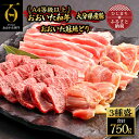 【ふるさと納税】おおいた和牛・大分県産豚・おおいた冠地どり3種盛(合計750g)【1112601】