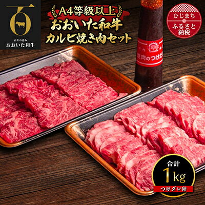 22位! 口コミ数「1件」評価「5」おおいた和牛カルビ焼肉セット【500g×2(合計1kg)】つけダレ付き【配送不可地域：離島】【1127081】