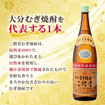 【ふるさと納税】大分むぎ焼酎 を代表する1本! 二階堂 25度 6本セット(1800ml) AG19 _ 焼酎 麦焼酎 酒 お酒 アルコール ギフト プレゼント 贈り物 大分県 ご当地 まとめ買い 【1078142】