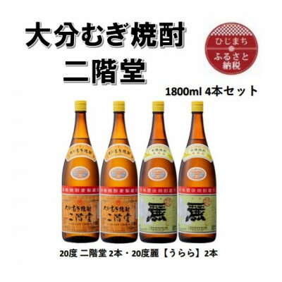 大分むぎ焼酎 二階堂2本と麗(うらら)2本20度(1800ml)4本セット