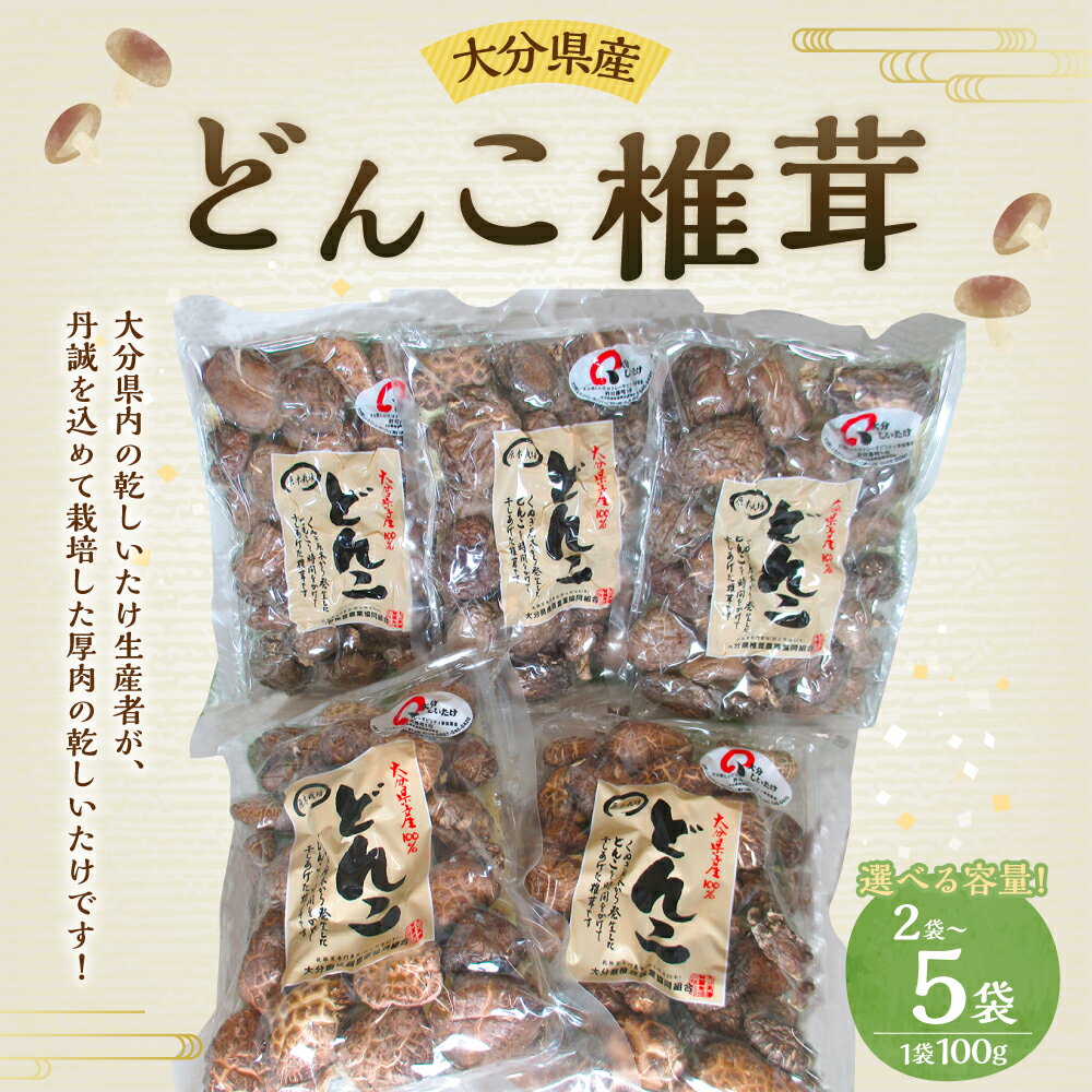 【ふるさと納税】大分県産 どんこ椎茸 1袋 100g 〈選べる〉2袋 または 5袋 椎茸 しいたけ 乾しいたけ キノコ きのこ 厚切り 春 国産 九州産 送料無料