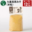 【ふるさと納税】【定期便】【1ヶ月毎3回】九重高原みそ(米粒) 1kg×4袋 計12kg(4kg×3回) 米みそ 味噌 甘口 大豆 手作り 調味料 大分県産 九...
