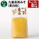 【ふるさと納税】【定期便】【1ヶ月毎2回】九重高原みそ(麦白粒) 1kg×4袋 計8kg(4kg×2回) 麦みそ 味噌 白色系 大麦 大豆 調味料 大分県産 九州 国産 大分県 九重町 送料無料