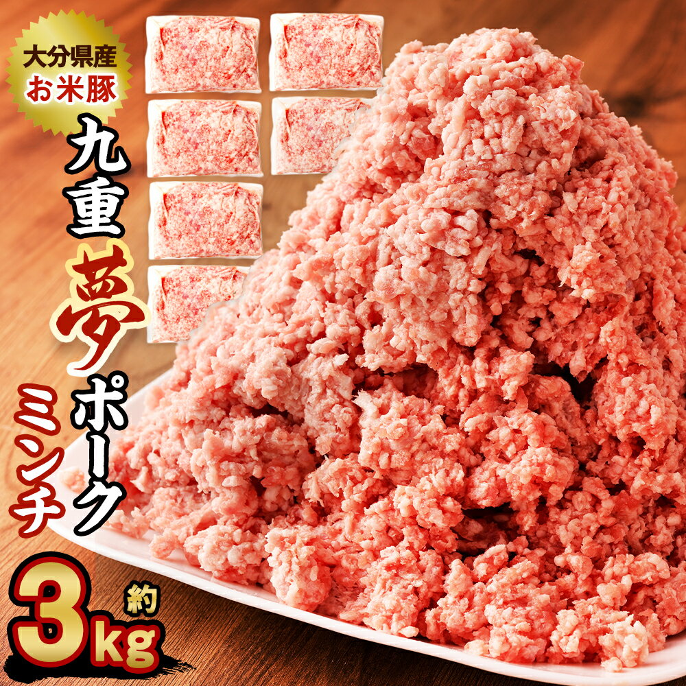 【ふるさと納税】九重夢 ポーク お米豚 ミンチ 合計3kg 500g×6パック 九重夢ポーク SPF豚 豚肉 小分け 真空パック お肉 豚ミンチ ひき肉 挽肉 挽き肉 国産 九州産 大分県産 九重町産 冷凍 送料無料