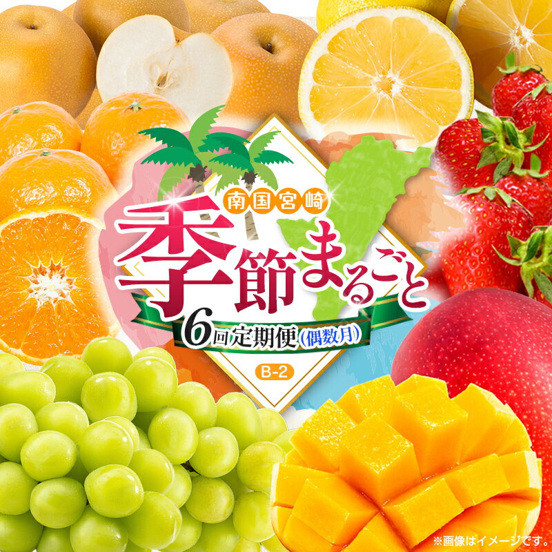 [偶数月 6回定期便]旬 人気 フルーツ 南国宮崎産 マンゴー シャインマスカット いちご 日向夏 梨 みかん 柑橘 ぶどう 果物 詰め合わせ 宮崎県 九州[B-2コース M220]