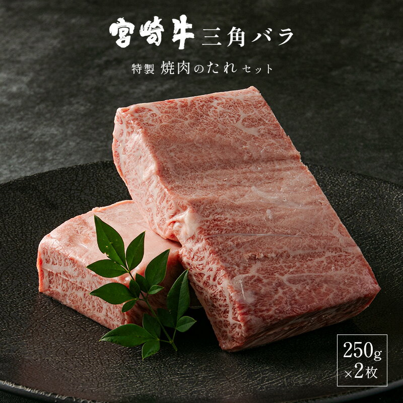 【ふるさと納税】宮崎牛三角バラ(大トロ)250g×2枚　焼肉