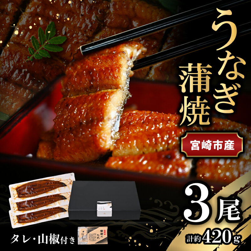 宮崎県 宮崎市産 うなぎの蒲焼 約420g 約140g×3尾 タレ 山椒 セット うなぎ 蒲焼き うなぎ蒲焼き タレ付き 山椒付き 加工品 加工食品 惣菜 お惣菜 おかず グルメ おすすめ お取り寄せ お取り寄せグルメ ギフト 贈り物 ご褒美 宮崎県 宮崎市 送料無料