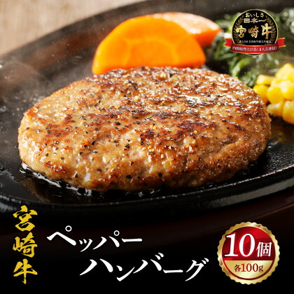 お肉 牛肉 和牛 宮崎牛 国産 ペッパー ハンバーグ 100g 10個 ミヤチク 全国和牛能力共進会 内閣総理大臣賞 4大会連続受賞 厳選 人気 冷凍 宮崎県 宮崎市 送料無料 お肉