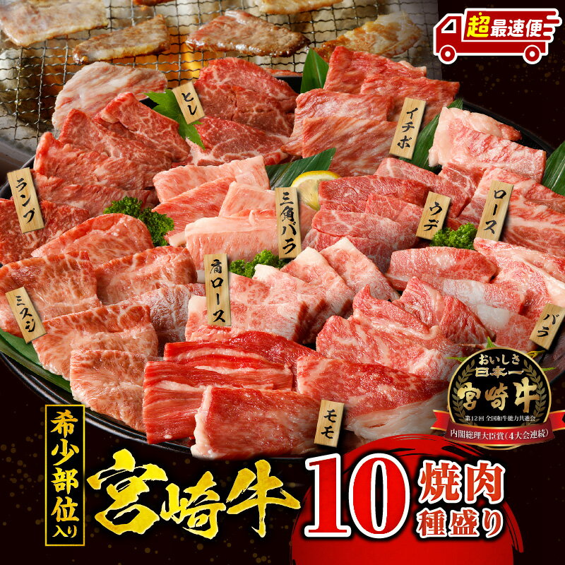 【ふるさと納税】高評価★4.65【発送時期が選べる】宮崎牛焼肉10種盛り合わせ 宮崎牛 焼肉 10種 盛り合わせ 食べ比べ セット 焼肉セット 詰め合わせ アウトドア キャンプ 網焼き BBQ 贈り物 贈答 ギフト 牛肉 肉 国産 国産牛 人気 おすすめ 精肉 《レビューキャンペーン》