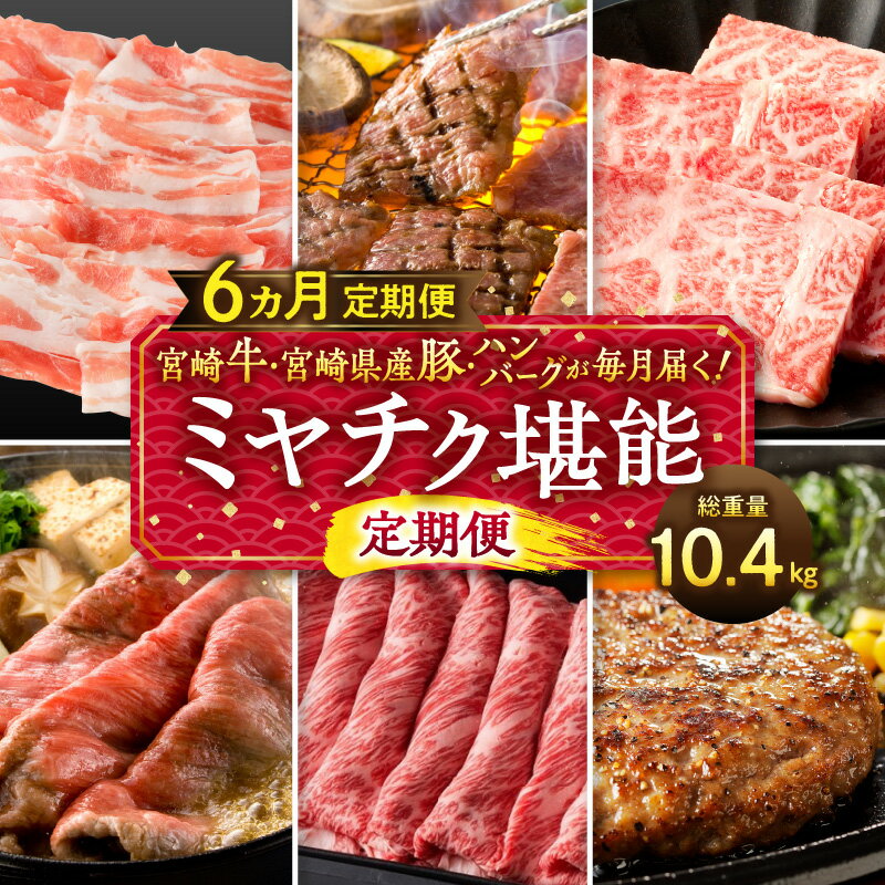 宮崎牛 宮崎県産豚 ハンバーグ 毎月 届く ミヤチク 堪能 定期便 総重量10.4kg 全国和牛能力共進会 4大会連続内閣総理大臣賞 受賞 ブランド ブランド牛 国産牛 黒毛和牛 黒毛和種 宮崎産 牛肉 肉 詰め合わせ セット 豚肉 豚 部位別 肉質等級 宮崎県 送料無料