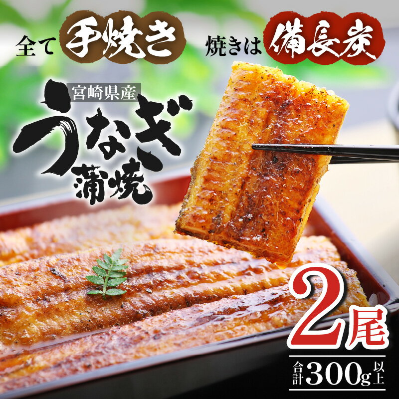 【ふるさと納税】宮崎県産 備長炭蒲焼 うなぎ蒲焼 2尾 セット 合計300g以上 タレ 山椒 備長炭 品質改良 養殖 厳選 宮崎県産鰻 旨味 特製タレ 炭の香り 国産 蒲焼き 備長炭手焼のうなぎの蒲焼 真空パック 冷凍 グルメ お取り寄せ お取り寄せグルメ 宮崎県 宮崎市 送料無料