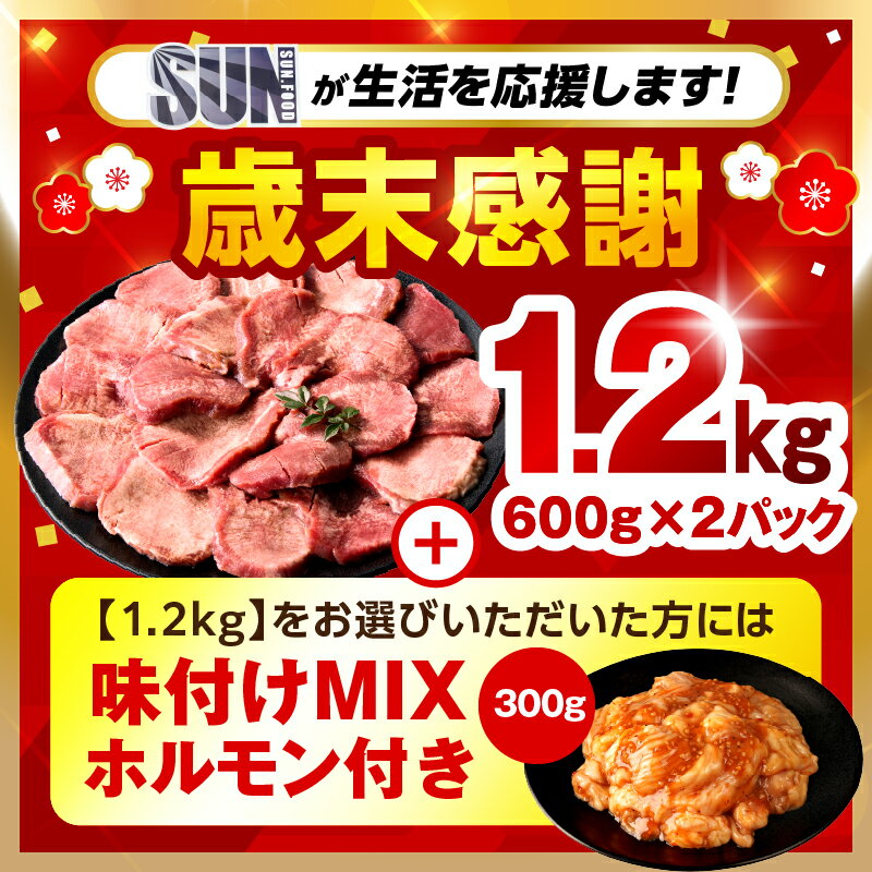 【ふるさと納税】【歳末感謝】【数量・期間限定】《訳あり》厚切り 牛タン 塩味 1.2kgのみ味付けMIXホルモン付き【選べる内容量・発送時期】塩味 牛肉 肉 お肉 牛 精肉 味付き タン タン塩 塩タン 不揃い 規格外 訳あり品 小分け パック 焼肉 BBQ おかず 厚切り牛タン 宮崎市