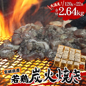 【ふるさと納税】宮崎県産 若鶏 炭火焼 計2.64kg 大満足22パック 宮崎の名店「小料理ひゅう」鶏肉 肉 お肉 パック 小分け おつまみ つまみ おかず お弁当 グルメ ご当地 ご当地グルメ 特産品 簡単調理 レンジ 湯煎 BBQ キャンプ お惣菜 国産 宮崎県 宮崎市 送料無料