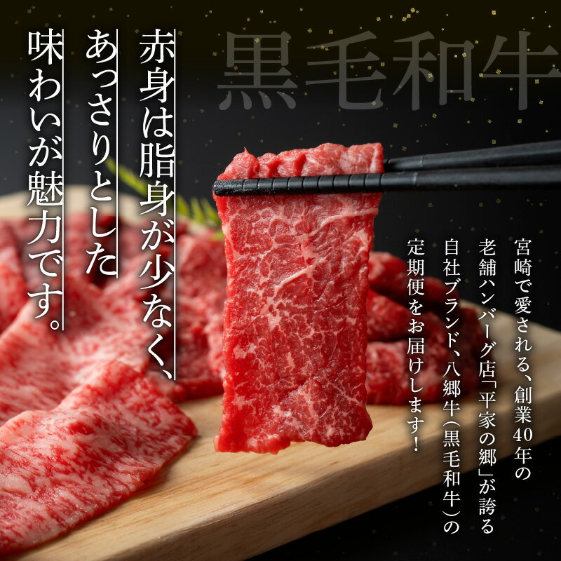 【ふるさと納税】定期便 全3回 黒毛和牛定期便 定期 定期的 牛肉定期便 牛肉 牛 肉 お肉 ロース 赤身 ステーキ サーロイン ハンバーグ 国産牛 宮崎県産 国産 セット 味比べ 食べ比べ 焼肉 BBQ 惣菜 お惣菜 おかず 宮崎創業40年 老舗 ハンバーグ店 平家の郷 宮崎市 送料無料