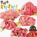 【ふるさと納税】宮崎牛わくわく2.1kgセット 牛肉 お肉 食品 牛モモ しゃぶしゃぶ 焼肉 すき焼き サイコロ ステーキ 切り落とし コンプリートセット 豪華 ディナー 贈答用 冷凍 宮崎県 宮崎市 …