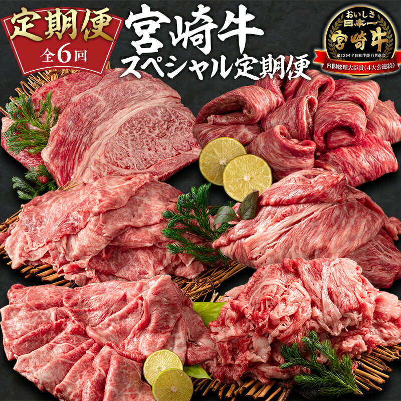 定期便 6ヶ月 お楽しみ 宮崎牛 スペシャル6種セット 計4.6kg | 牛肉 宮崎牛 定期便 すきやき すき焼き 肉 焼肉 ステーキ にく おにく 国産牛 和牛 切り落とし スライス 冷凍 小分け お弁当 おかず 内閣総理大臣賞4大会連続受賞 和牛オリンピック