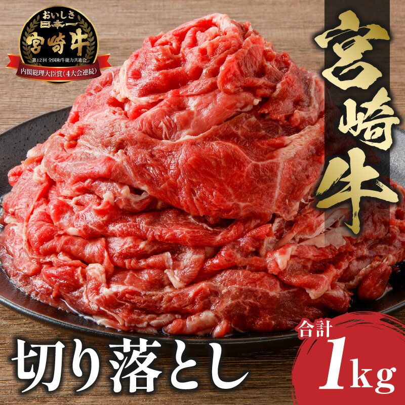 【ふるさと納税】《レビューキャンペーン》宮崎牛 切り落とし (500g×2) 合計1kg スライス カレー ハヤシライス 肉野菜炒め 牛丼 良質 脂身 旨味 日本食肉格付協会 肉質等級 4等級以上 お肉 国産牛 食品 畜産物 宮崎県 宮崎市 送料無料