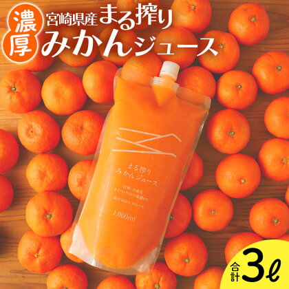 宮崎県産 まるごとみかんジュース 1,000ml×3本 計3L ＜糖度11度以上！＞ 濃厚 みかん ジュース まる搾り β-クリプトキサンチン 14.5mg （100gあたり） 贅沢 清涼感 さわやかな香り 果汁 ジューシー 宮崎県 宮崎市 送料無料