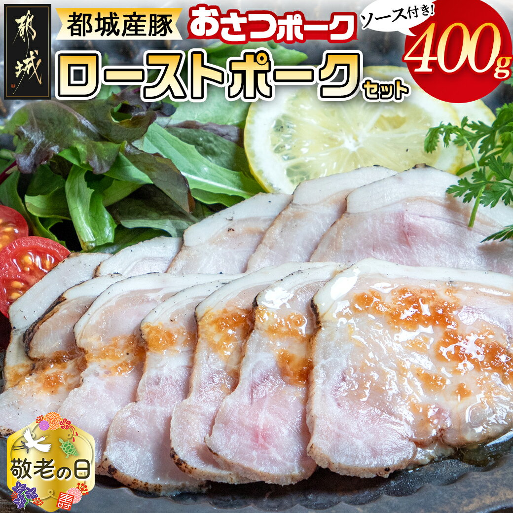 【敬老の日】「おさつポーク」のローストポークセット≪9月13日〜16日お届け≫ - ブランドポーク 豚肉 ローストポーク(100g×4パック) ジャポネソース付き 豚ロース肉 ギフト 送料無料 AA-D402-KG【宮崎県都城市は令和4年度ふるさと納税日本一！】