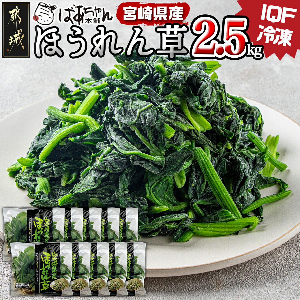 【ふるさと納税】宮崎県産 IQF冷凍 ほうれん草2.5kg - カット済ほうれん草 冷凍野菜 IQF冷凍 急速冷凍 必要な分だけ 250g 10P 送料無料 AA-1527【宮崎県都城市は令和4年度ふるさと納税日本一 】