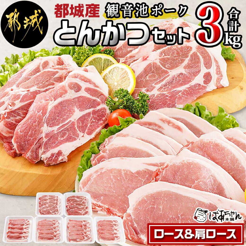 【ふるさと納税】「観音池ポーク」ロース＆肩ロース とんかつ3kgセット - 豚肉 ロース 肩ロース とんかつ 冷凍 宮崎…