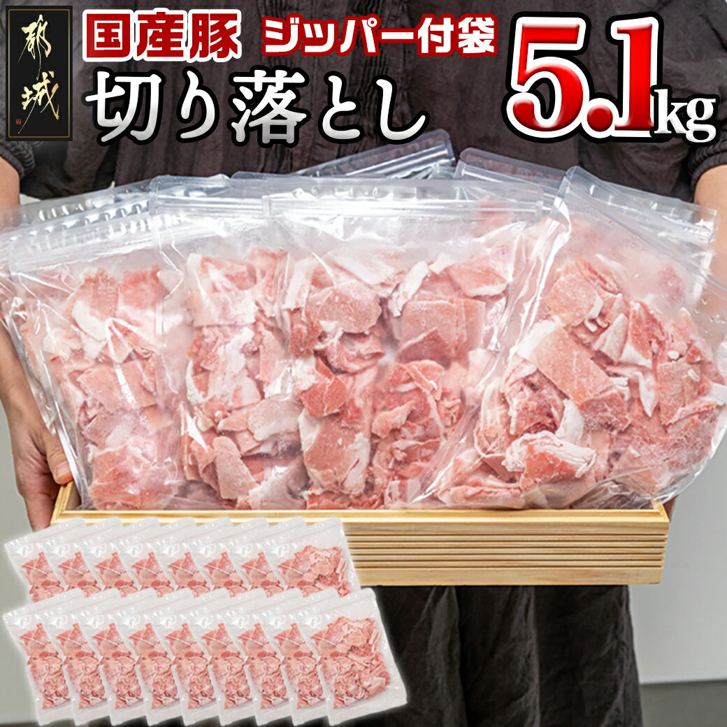 【ふるさと納税】国産豚切り落とし5.1kg ジッパー付袋入り - 切落とし 300グラム 17パック チャック付き 小分け ウデ肉/モモ肉 送料無料 16-1502 【宮崎県都城市は令和4年度ふるさと納税日本一…