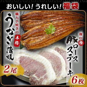 【ふるさと納税】【元気モリモリ福袋】職人手焼きうなぎ蒲焼き2尾＆豚ロースステーキ6枚 - 豚肉 鰻 国産 うなぎの蒲焼 2尾 タレ付き 麹味噌漬け豚ロース肉 6枚 送料無料 AC-3305【宮崎県都城市は令和4年度ふるさと納税日本一！】