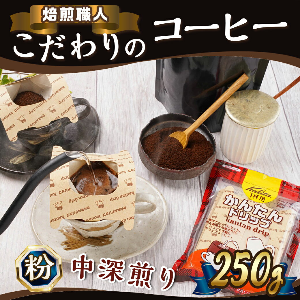 【ふるさと納税】焙煎職人こだわりのコーヒー【粉】250g 中深煎り≪かんたんドリップ30枚付≫ - レギュラーコーヒー コーヒー粉 250g×1 少量パック ジッパー付き 保存に便利 中挽き ポスト投函 珈琲 送料無料 LB-3301 【宮崎県都城市は令和4年度ふるさと納税日本一！】