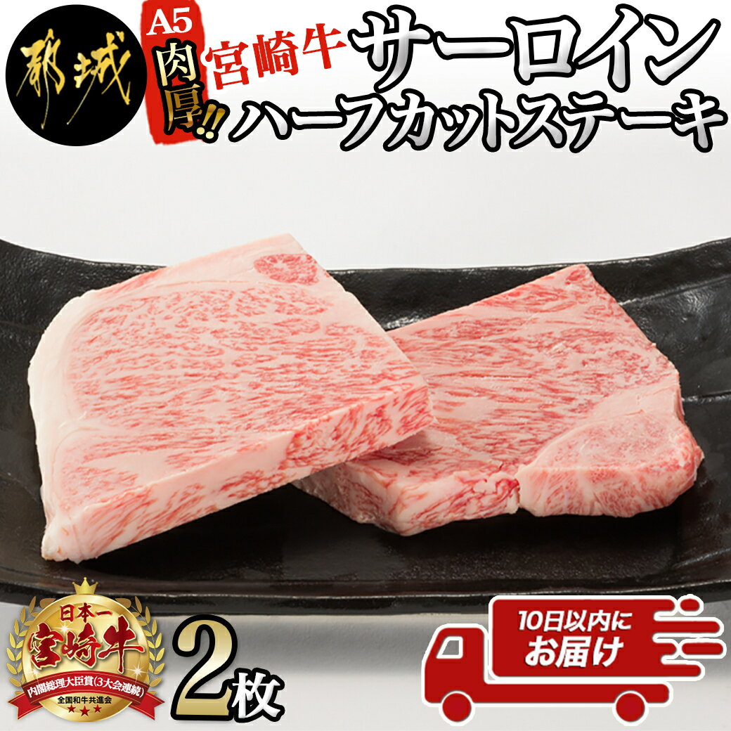 【ふるさと納税】【A5】肉厚！宮崎牛サーロインハーフカットステーキ2枚≪みやこんじょ特急便≫ - A5ランク 都城産宮崎…