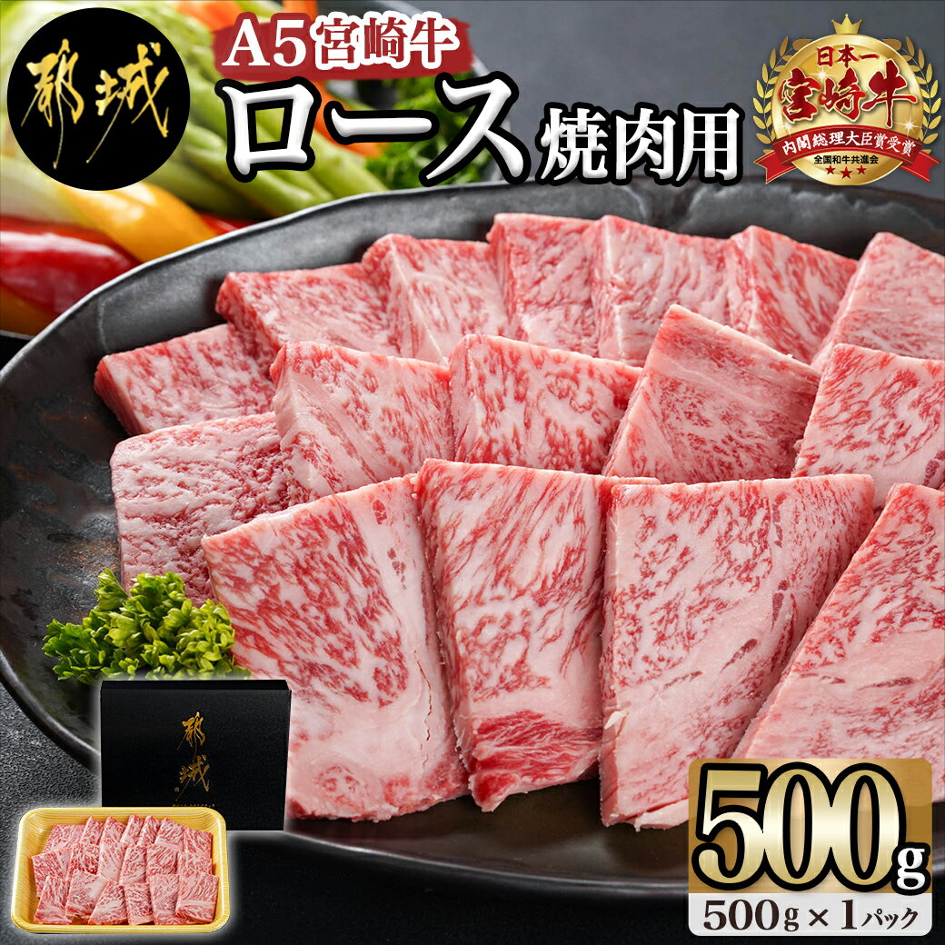 宮崎牛(A5)ロース焼肉用500g - 宮崎牛ロース 焼肉用 500g 焼肉用カット ロース 牛肉 焼肉 送料無料 AD-0114【宮崎県都城市は令和4年度ふるさと納税日本一！】