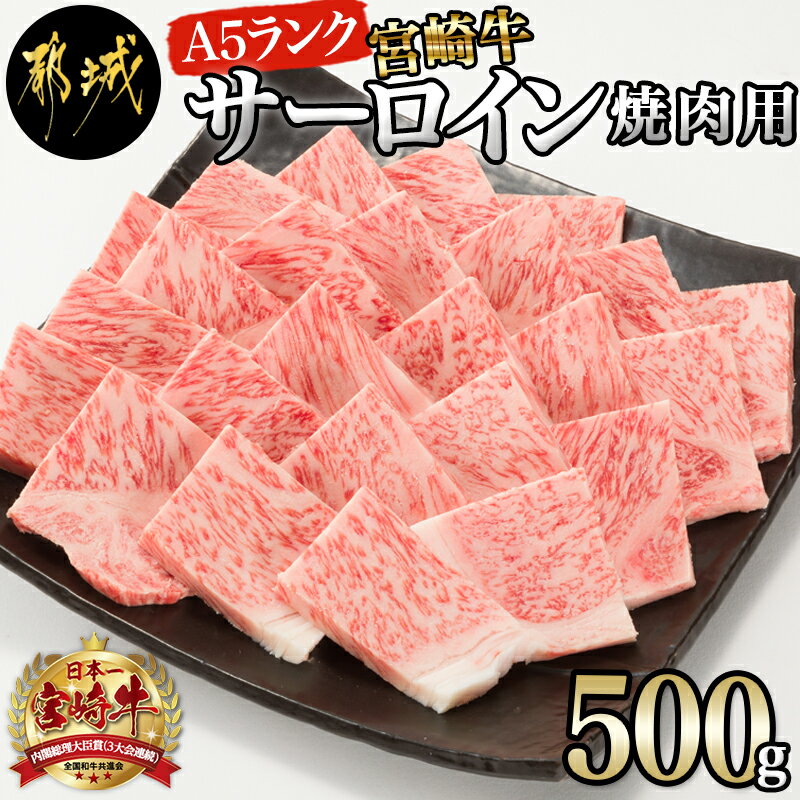 【A5】宮崎牛サーロイン焼肉用500g - 宮崎牛 ブランド牛 最高級A5ランク 宮崎牛サーロイン焼肉用 最高等級5等級 国産牛肉 国産黒毛和牛 バーベキュー/焼き肉 送料無料 AE-0106 【宮崎県都城市は令和4年度ふるさと納税日本一！】