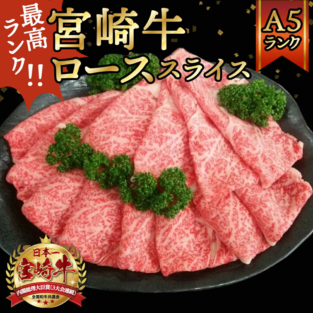 【ふるさと納税】宮崎牛(A5)ローススライス500g - 宮崎牛ロース薄切り肉 500g×1パック(A5ランク/5等級) すき焼き 国産牛肉(都城産) 霜降り肉 ギフト 贈答用 送料無料 AD-0102【宮崎県都城市は令和4年度ふるさと納税日本一！】