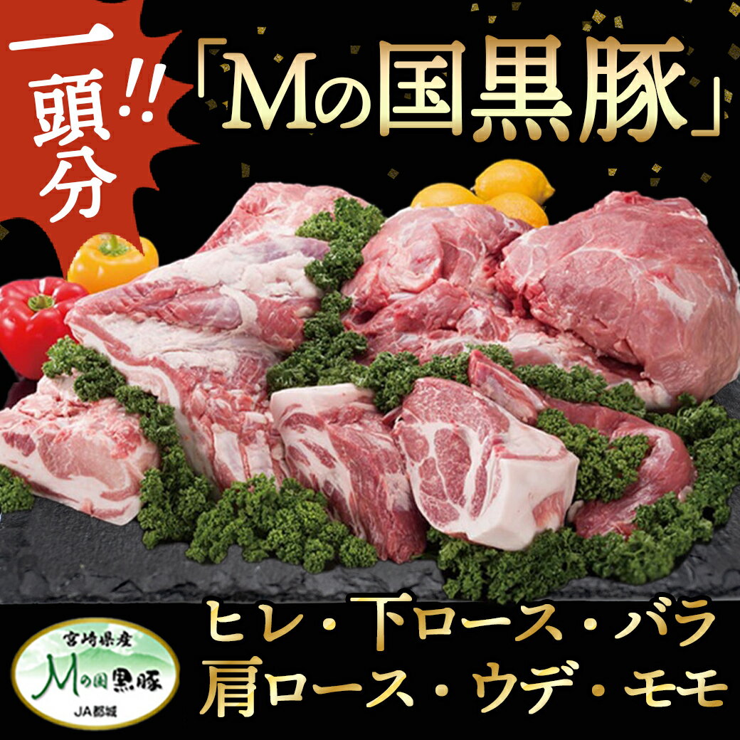 【ふるさと納税】「Mの国黒豚」1頭分32.6kg- ヒレブロック/下ロースカツ用/バラブロック/下ロースしゃぶしゃぶ用/肩ロースブロック/バラしゃぶしゃぶ用/ウデ・モモ切り落し 送料無料 MD-0102【宮崎県都城市は令和4年度ふるさと納税日本一！】