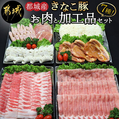 楽天ふるさと納税　【ふるさと納税】都城産「きなこ豚」お肉と加工品セット - 豚肉 豚バラしゃぶしゃぶ肉/豚ロースしゃぶしゃぶ肉/衣付き豚ロースとんかつ/豚ロース味噌漬け/あらびきウインナー等 送料無料 MK-1201【宮崎県都城市は令和4年度ふるさと納税日本一！】