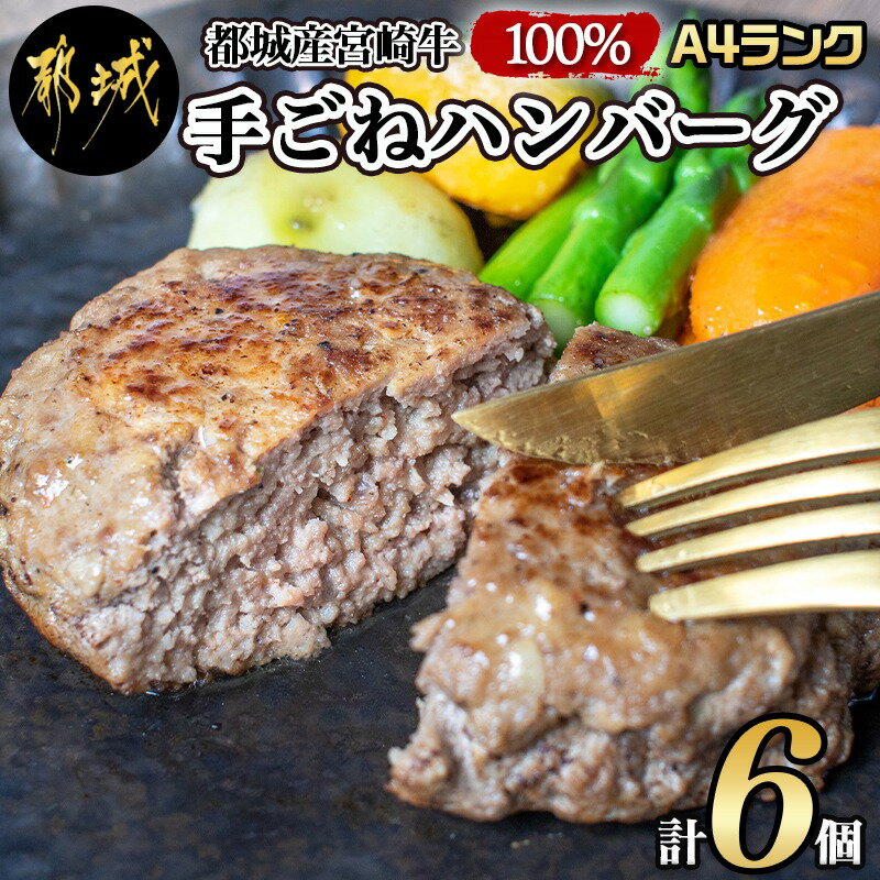 【ふるさと納税】宮崎牛100％手ごねハンバーグ6個 - 宮崎牛 150g×6個 3個入り×2P 要調理 より良き宮崎牛づくり対策協議会認定 送料無料 AA-2602【宮崎県都城市は令和2年度ふるさと納税日本一！】のサムネイル