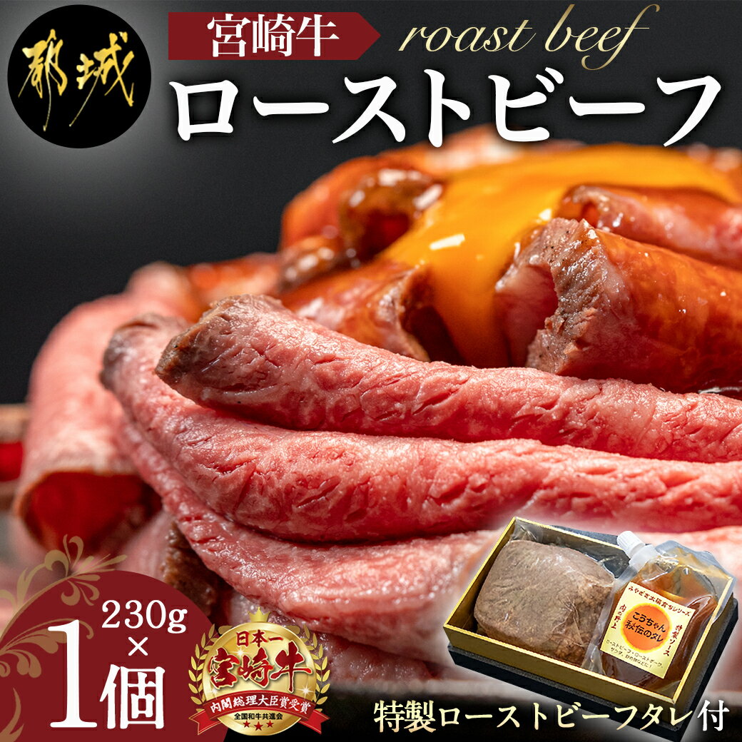 【ふるさと納税】都城産宮崎牛ローストビーフ 230g×1個 - 謹製 肉の野上のローストビーフ 特製ローストビーフタレ付き モモ肉 より良き宮崎牛づくり対策協議会認定 ギフト 贈答用 送料無料 AA-2601【宮崎県都城市は令和2年度ふるさと納税日本一！】