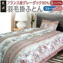 【ふるさと納税】【選べる2色!】羽毛掛ふとん フランス産グレーダック90%【S】 - シングル 掛け布団 日本製 羽毛布団 ブルー/ピンク 色が選べる 送料無料...